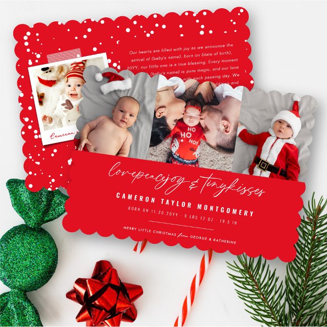 Love Peace Joy Tiny Kisses Baby's 1st Christmas Holiday Card (Creator Uploaded)