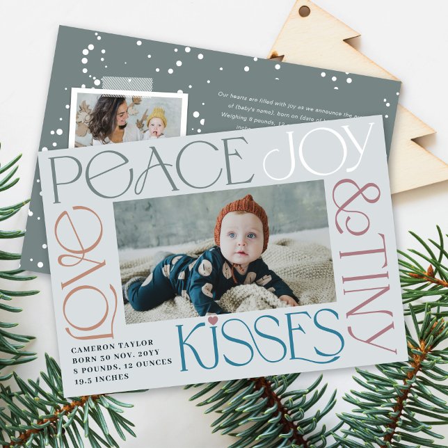 Love Peace Joy Tiny Kisses Baby's 1st Christmas Holiday Card (Creator Uploaded)