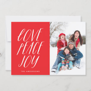 Love Peace Joy White Letting Carte photo de vacanc