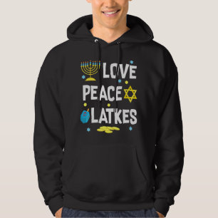 Love Peace Latkes Hanukkah Chanukah Jewish Funny Hoodie