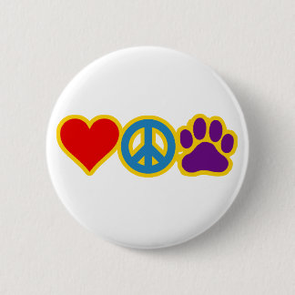 Love Peace Paw 2 Inch Round Button