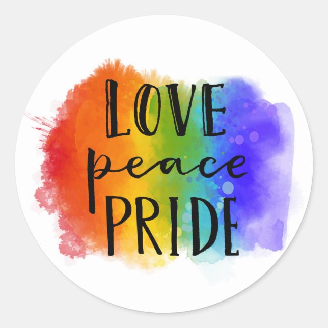 Love Peace Pride Classic Round Sticker (Front)