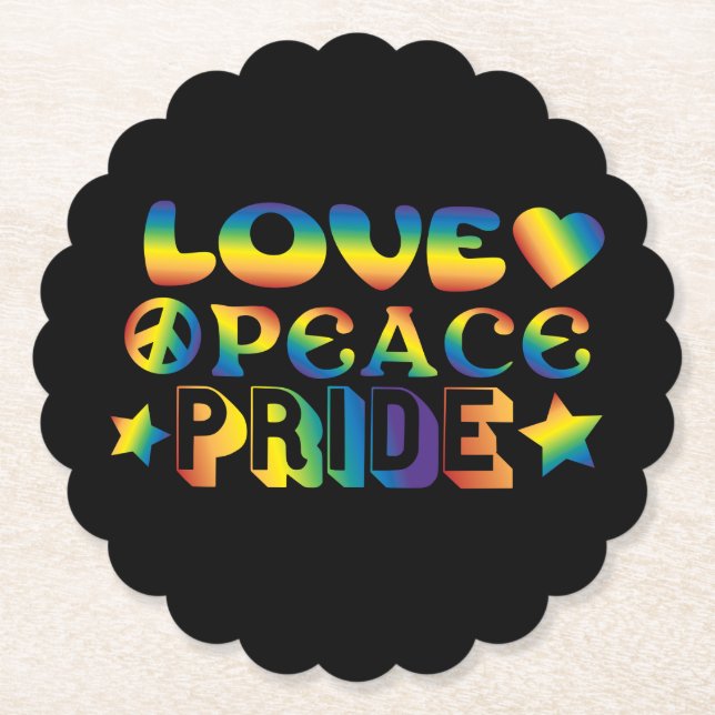 Love Peace Pride Paper Coaster (Front)