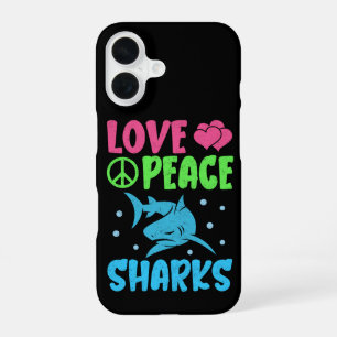 Love Peace Sharks Cute Sea Animals Sharks Lover  iPhone 16 Case