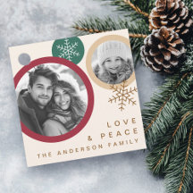 Love peace snowflakes red green photo holiday