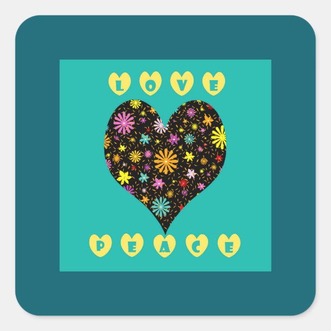 Love Peace  Square Sticker (Front)