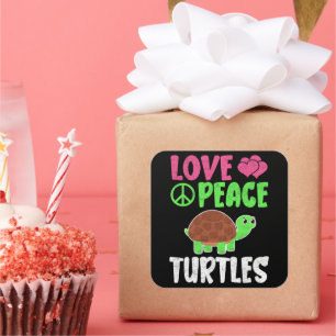 Love Peace Turtles Cute Zoo Animals Turtles Lover Square Sticker