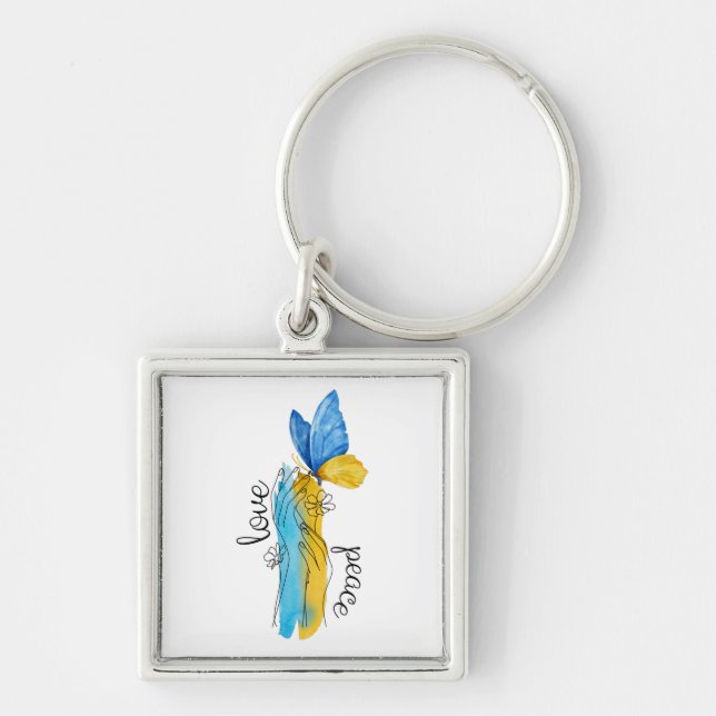 Love, Peace Ukraine Keychain (Front)