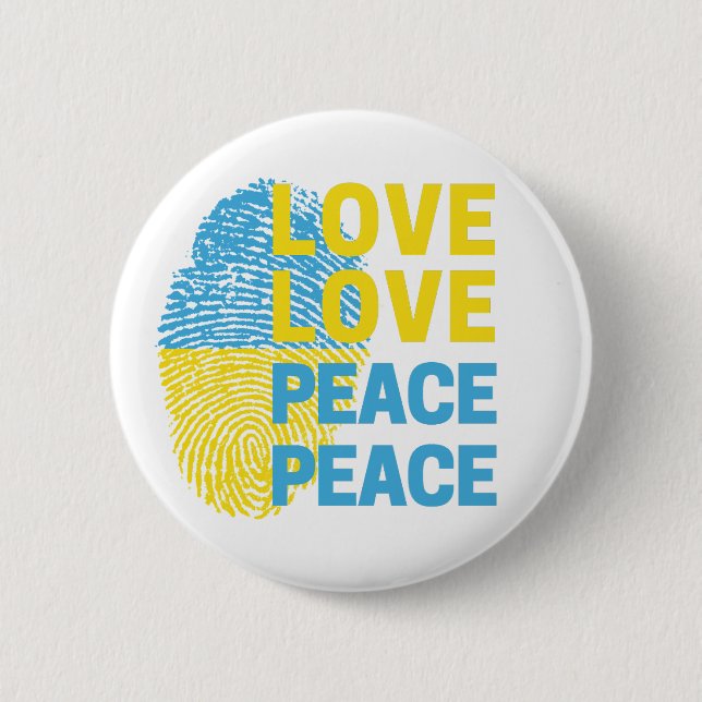 Love Peace Ukrainian Support Ukraine 2 Inch Round Button (Front)