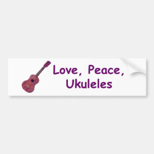 Love, Peace, Ukuleles Bumper Sticker