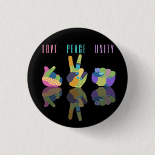 Love Peace Unity Hand Sign   1 Inch Round Button