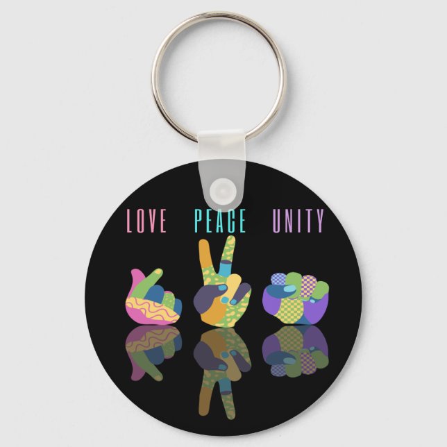Love Peace Unity Hand Sign    Keychain (Front)