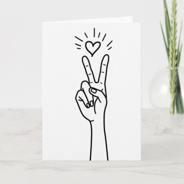Love Peace V Sign Card (Front)