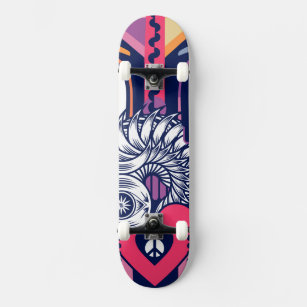 Love Peace Vector Illustration Skateboard
