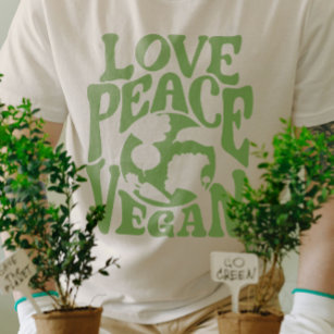 Love Peace Vegan Slogan Vegetarian Funny  T-Shirt