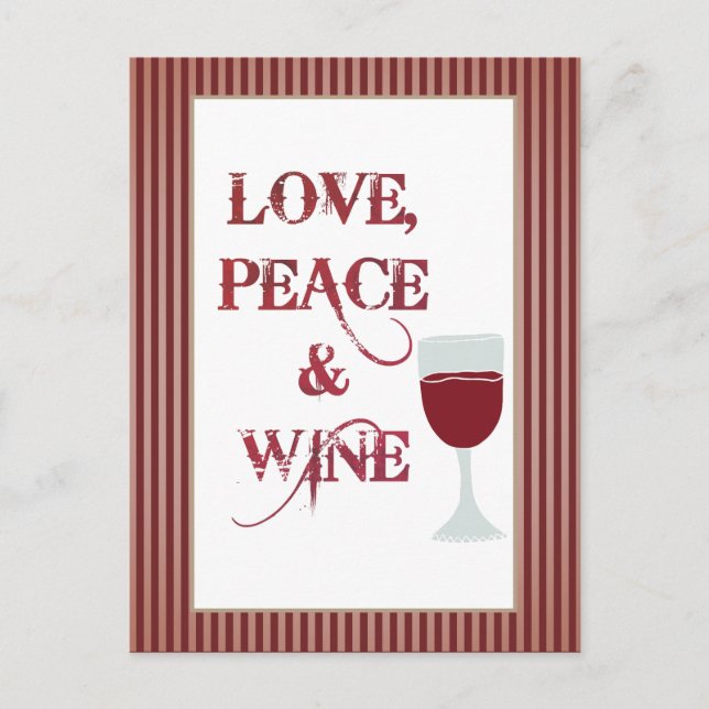Love Peace Wine Postcard (Front)