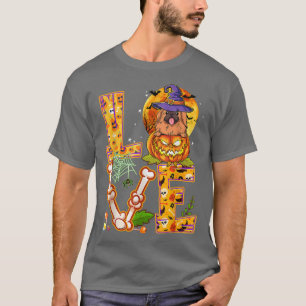 Love Pekingese Witch Pumpkin Scary Halloween Dog L T-Shirt