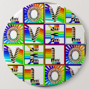 LOVE PENCILS 6 INCH ROUND BUTTON