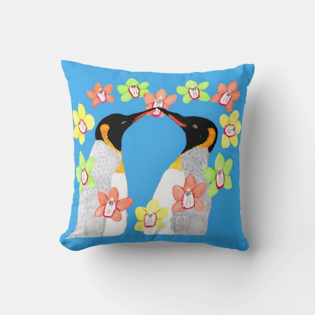  Love Penguin Throw Pillow (Front)