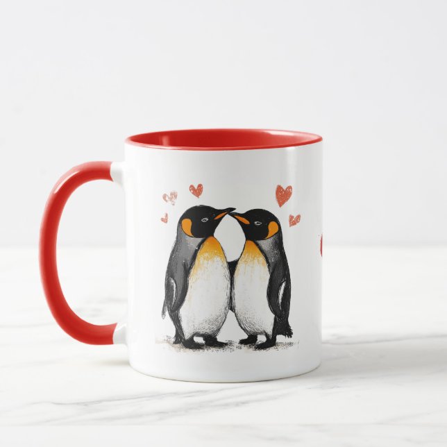 Love Penguins, Girlfriend Boyfriend Gift, Own Text Mug (Left)