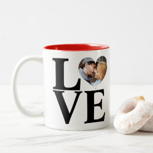 LOVE Personalized Couples Photo Valentine's Day Two-Tone Coffee Mug