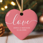 Love Personalized Couples Pink Photo Ornament<br><div class="desc">Love Personalized Couples Photo Ornament. Romantic ornament that makes a great gift for the holidays. Would also make a great wedding favour. Personalize this custom design with your own photo and text.</div>