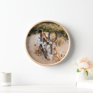 "LOVE" personalized Full photo layout Clock