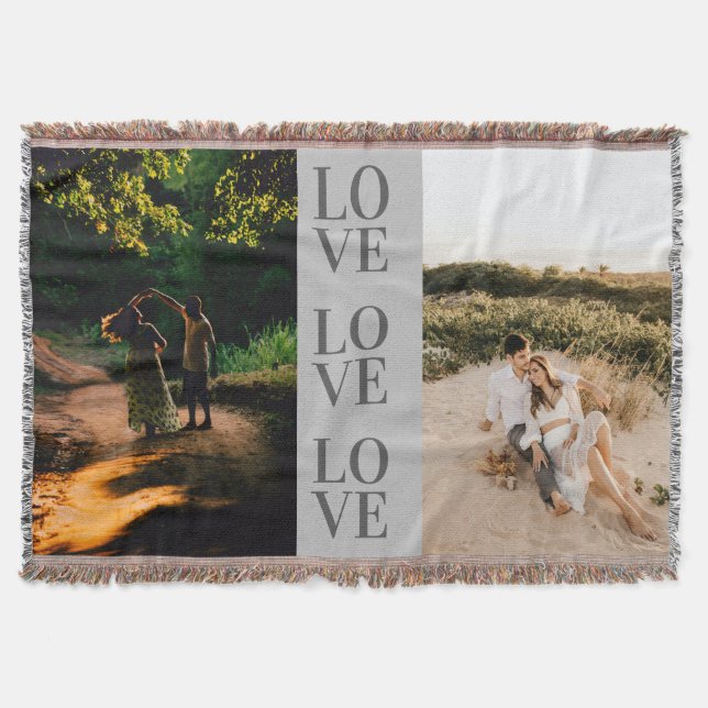 "LOVE" personalized Full photo layout  Throw Blanket (Front)