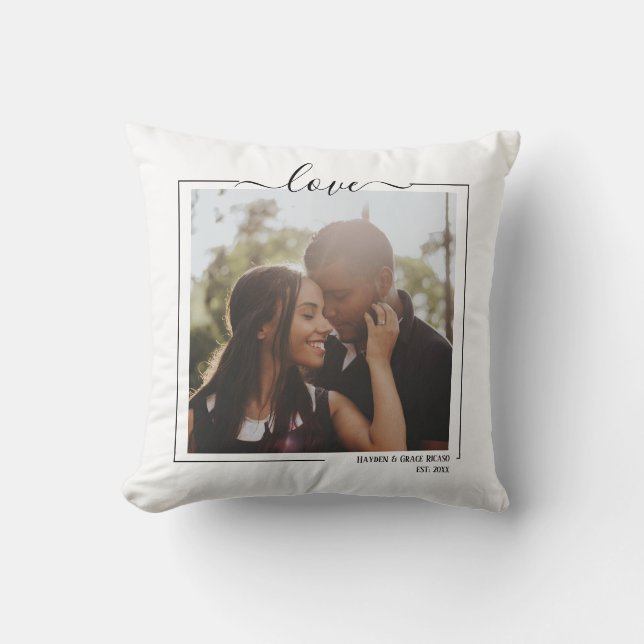 Love Personalized Photo And Text Throw Pillow (Front)