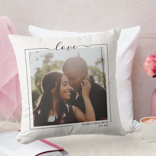 Love Personalized Photo And Text Throw Pillow (Creator Uploaded)