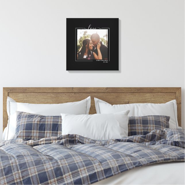 Love Personalized Photo and Text Typography Canvas Print (Insitu(Bedroom))
