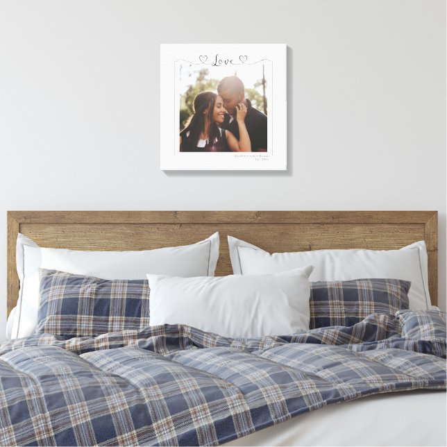 Love Personalized Photo and Text Typography Canvas Print (Insitu(Bedroom))