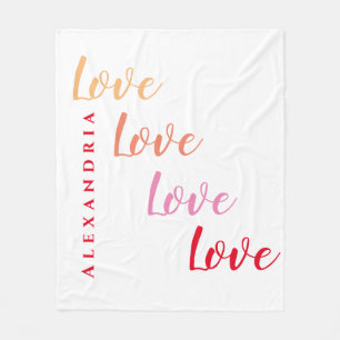 Love Personalized Typography Fleece Blanket