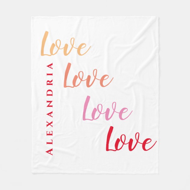 Love Personalized Typography Fleece Blanket (Front)
