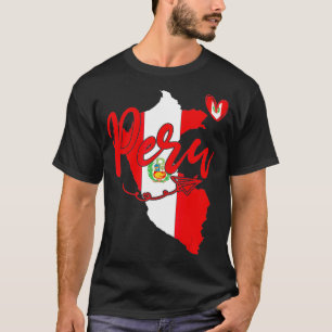 Love Peru Map Heart Graphic Patriotic Peruvian Fla T-Shirt