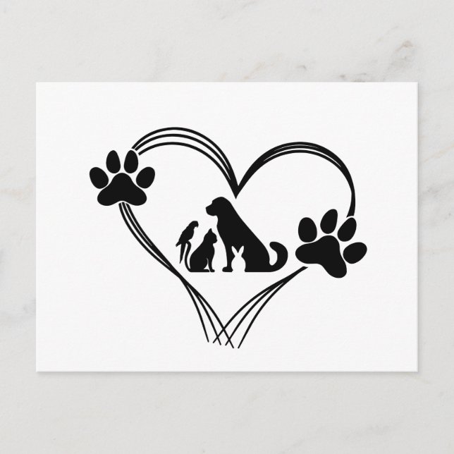Love Pets paws  Postcard (Front)