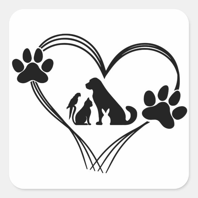 Love Pets paws  Square Sticker (Front)