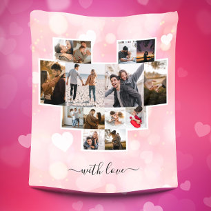 Love Photo Collage Fleece Blanket