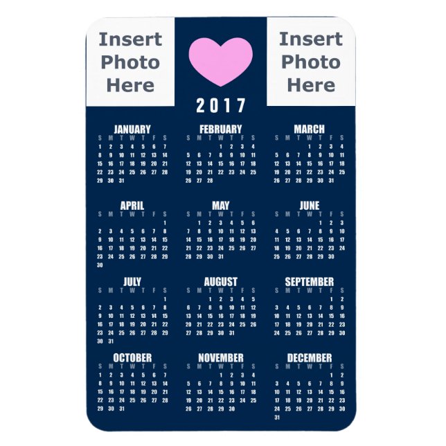 Love Photo Collage Modèle - 2017 Calendrier Magnet (Vertical)
