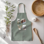 Love photo collage modern personalized sage green apron<br><div class="desc">Love 4 photo simple modern sage green personalised anniversary,  wedding,  birthday or Christmas gift apron for the one you love.</div>