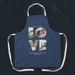 Love photo collage simple modern personalised blue apron<br><div class="desc">Love 4 photo simple modern navy blue personalised anniversary,  wedding,  birthday or Christmas gift apron for the one you love.</div>