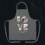 Love photo collage simple modern personalised grey apron<br><div class="desc">Love 4 photo simple modern grey personalised anniversary,  wedding,  birthday or Christmas gift apron for the one you love.</div>
