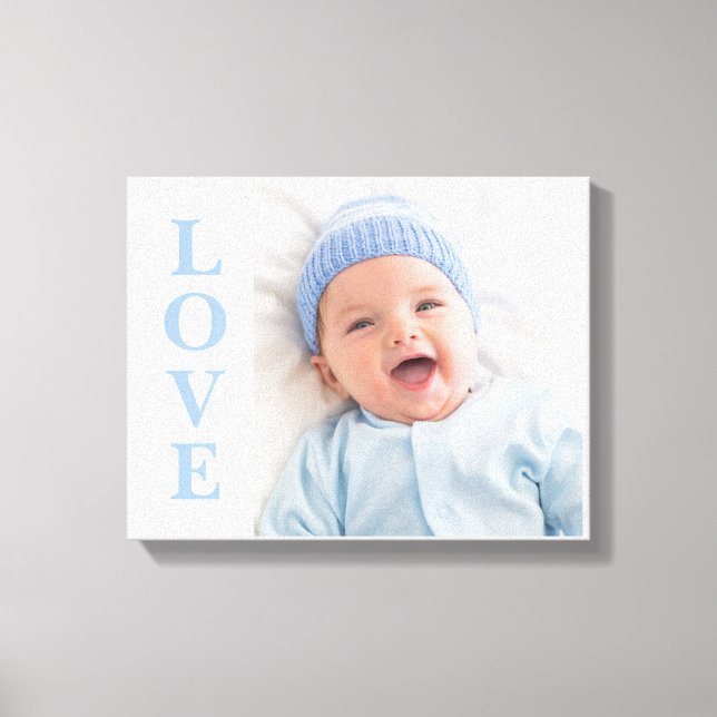 Love Photo Keepsake Blue Typography Canvas (Front)