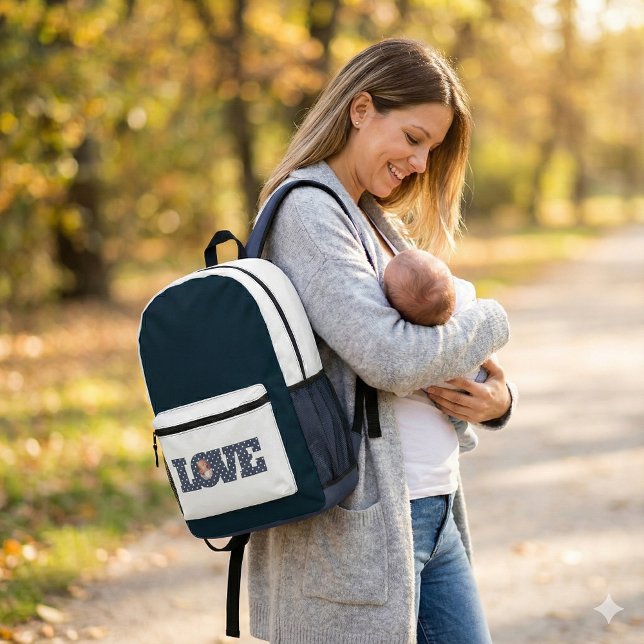 Love Photo sac à dos (Congratulate a new mom with this personalized photo love backpack! )