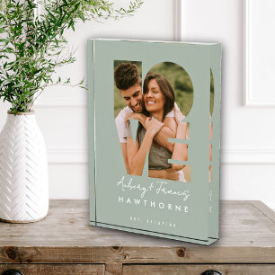 Love Photo Simple Modern Personalized Gift Green Block