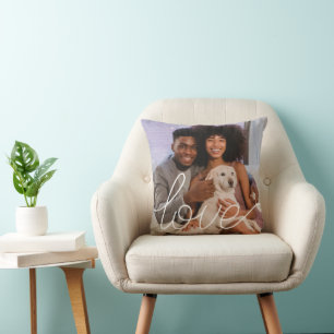 Love Photo Template Personalized Couples Throw Pillow