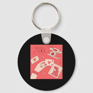 Love Photography Eye Camera Digital Art Illustrati Keychain