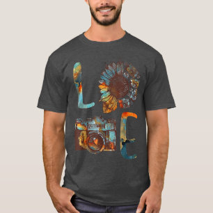 Love Photography Sunflower Camera Vintage Lover T-Shirt