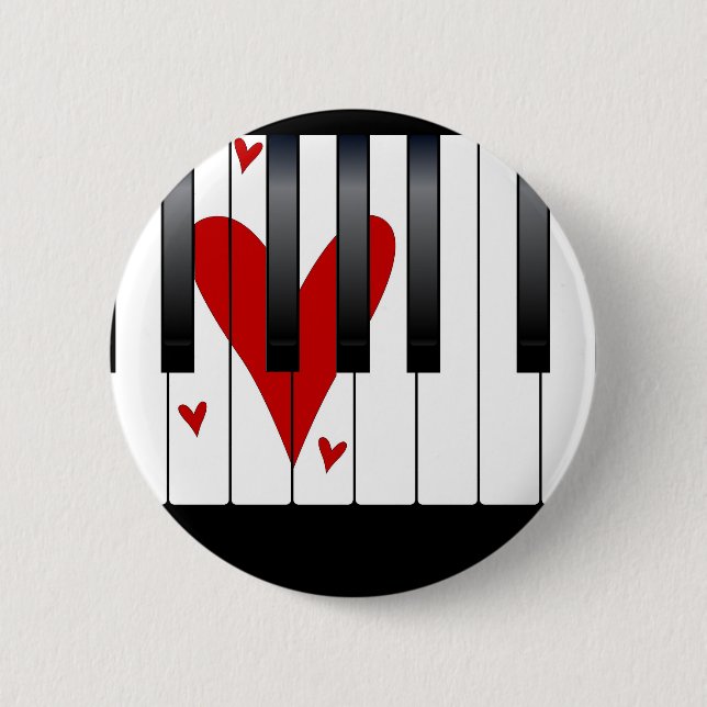 Love Piano 2 Inch Round Button (Front)