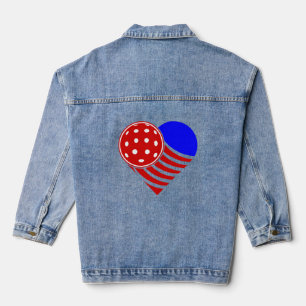 love pickleball heart denim jacket